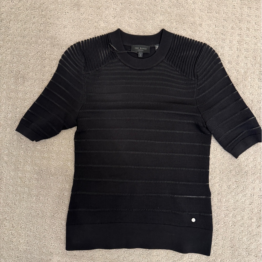 Ted Baker Charcoal Ribbed Knit Top